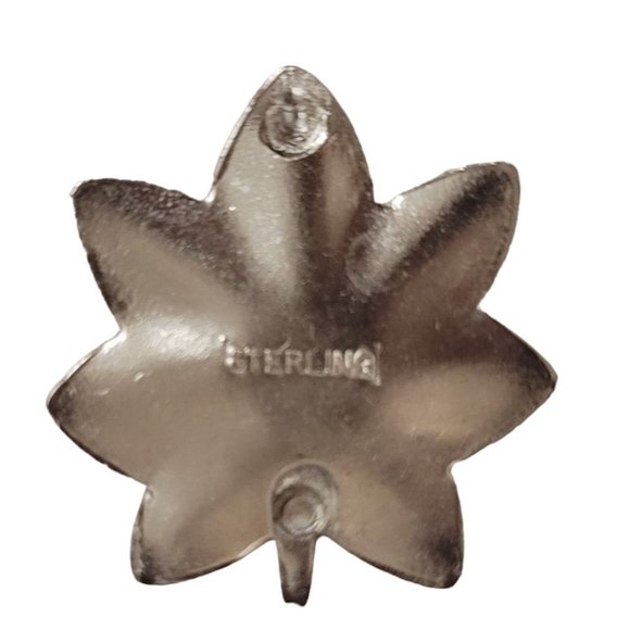 Sterling Silver Old Leaf Double Butterfly Clutch Back Military Uniform Pin E67 - Picture 4 of 7